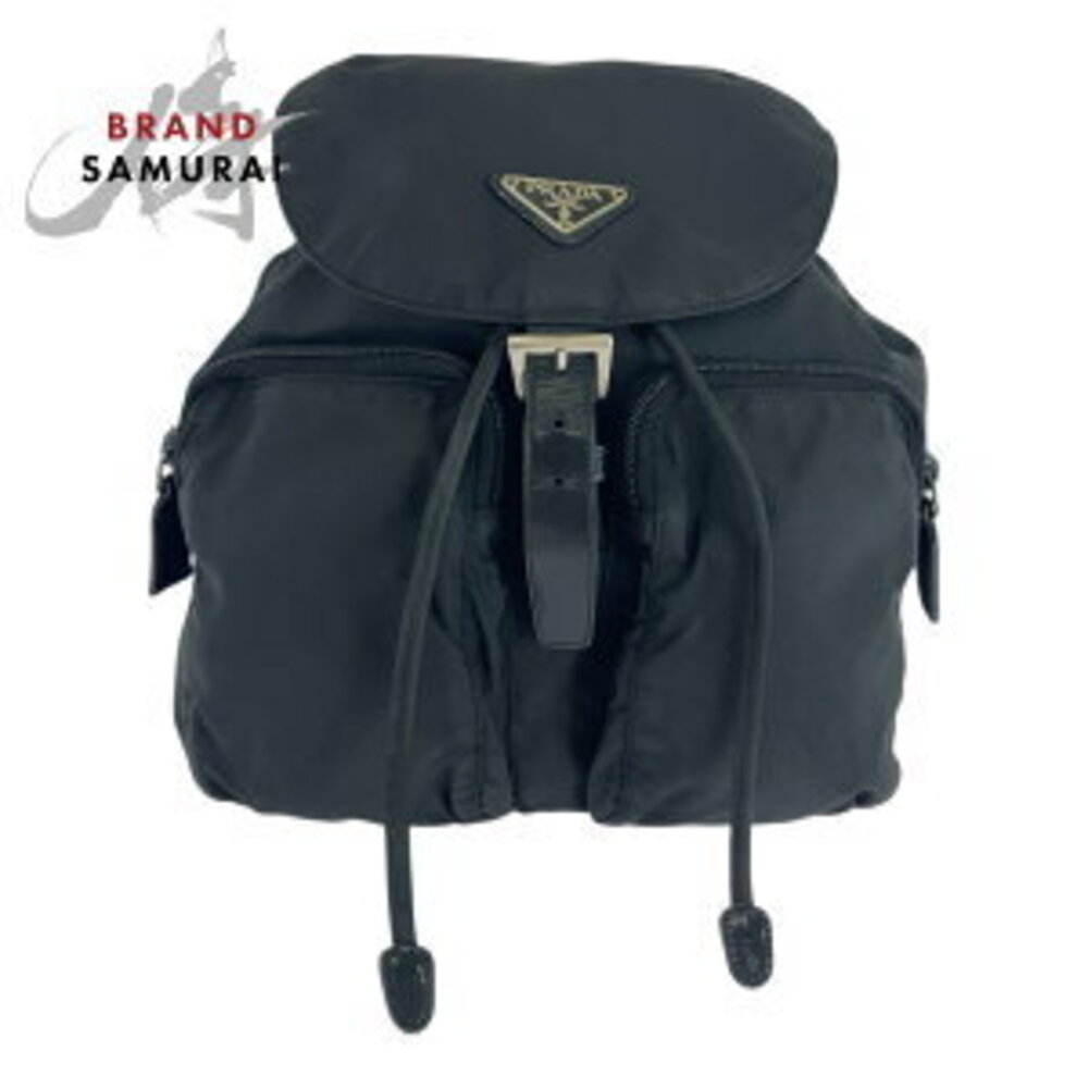 Prada logo backpack black plate triangular Nylon Tessuto - Picture 2 of 10
